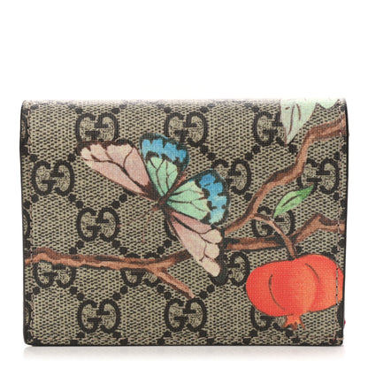 Gucci GG Supreme Monogram Tian Card Case Beige Multicolor Red 1 of 5