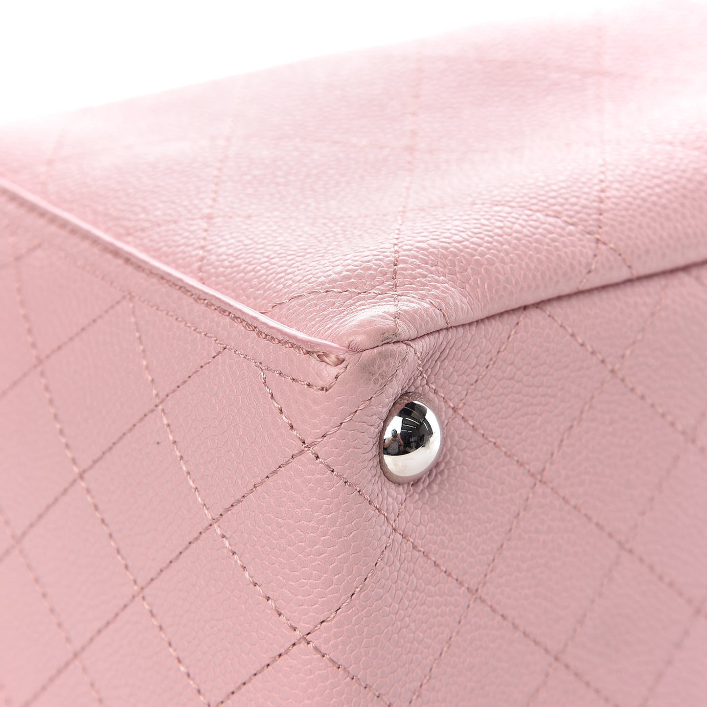Grained Calfskin Small CC Pocket Tote Pink