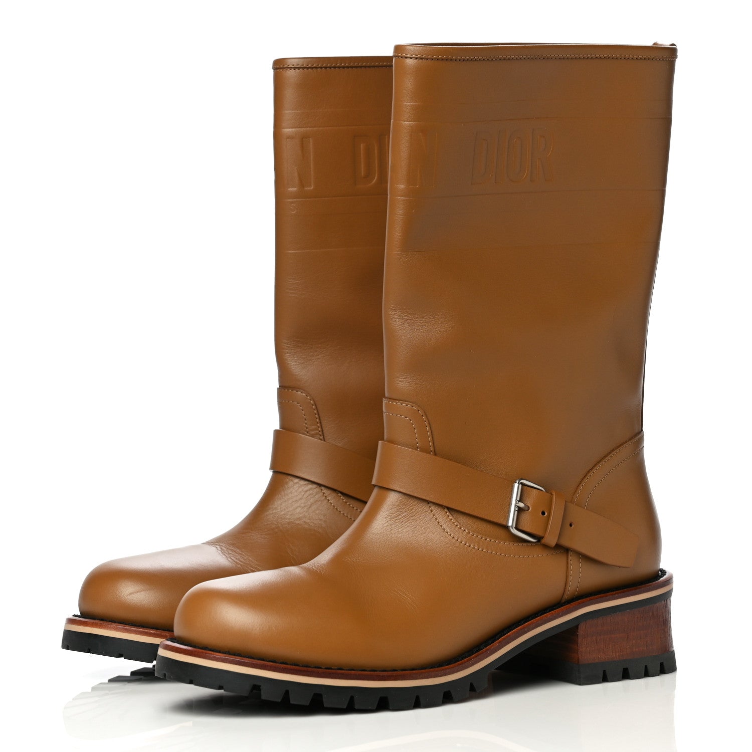 Christian Dior Calfskin Embossed Dior Quest 35mm Biker Boots 39 Natural 3 of 20