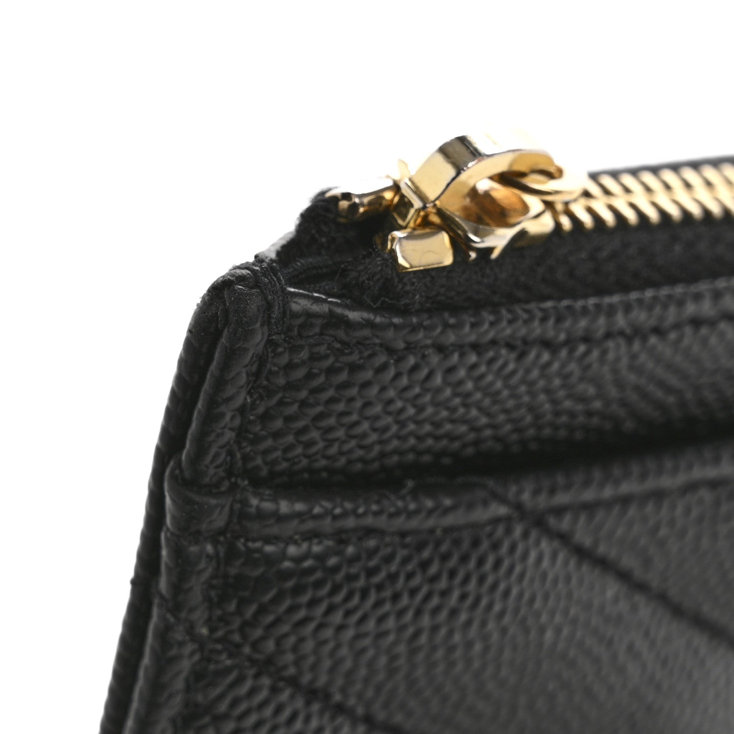 Saint Laurent Grain De Poudre Chevron Monogram Bill Pouch Black 11 of 11