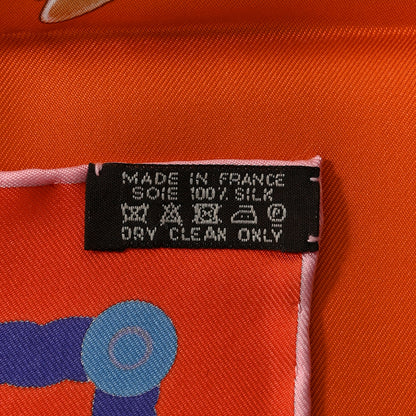 Hermes Silk Cannes Et Cannes Scarf 90 Orange Bleu Voire 3 of 5