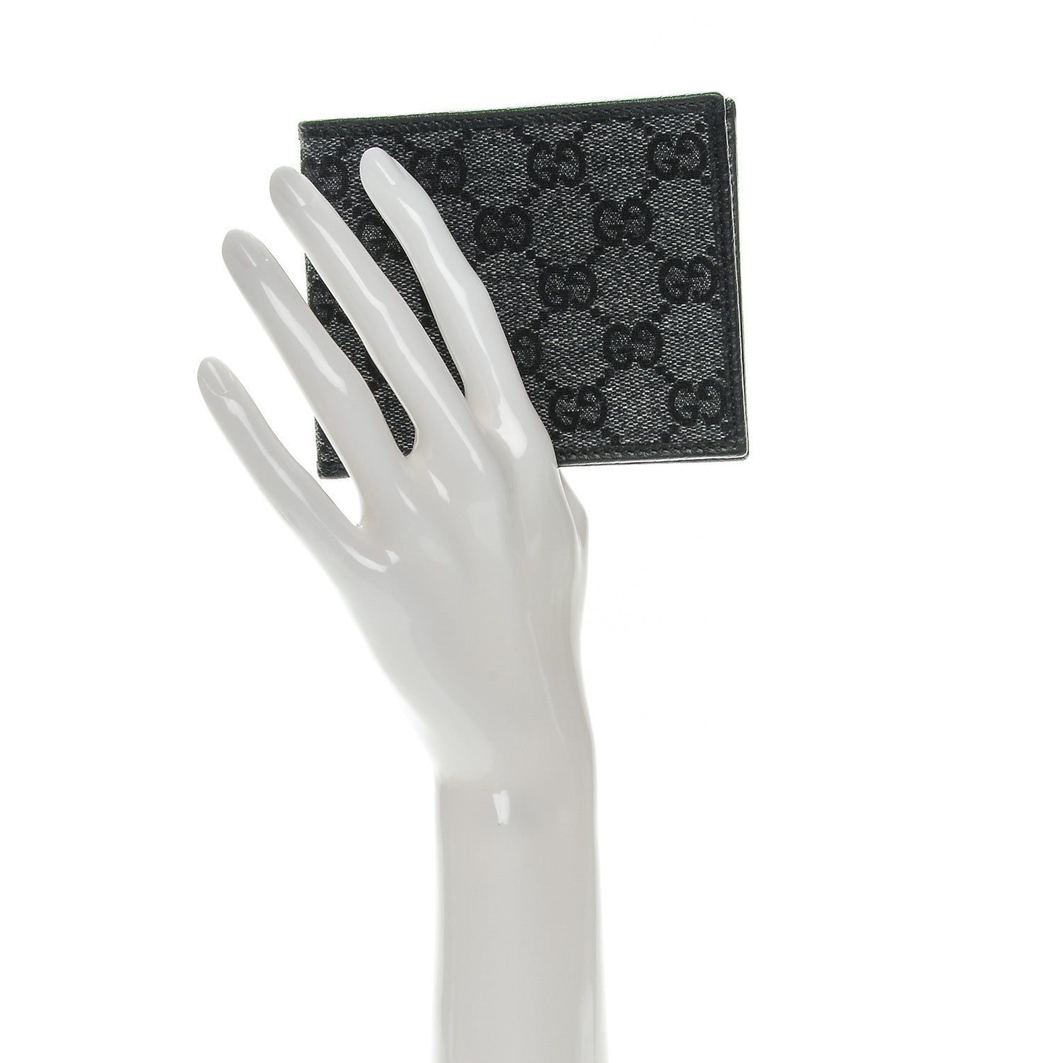 Gucci Denim Monogram Bi-Fold Wallet Black 2 of 8