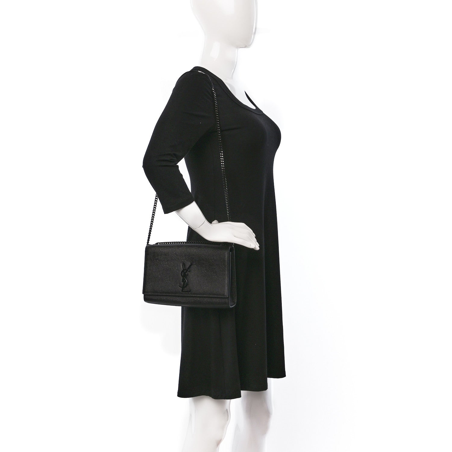 Saint Laurent Grain De Poudre Medium Classic Monogram Monochrome Kate Satchel Black 2 of 10
