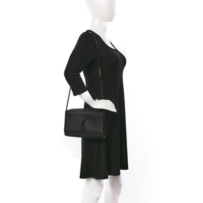 Saint Laurent Grain De Poudre Medium Classic Monogram Monochrome Kate Satchel Black 2 of 10