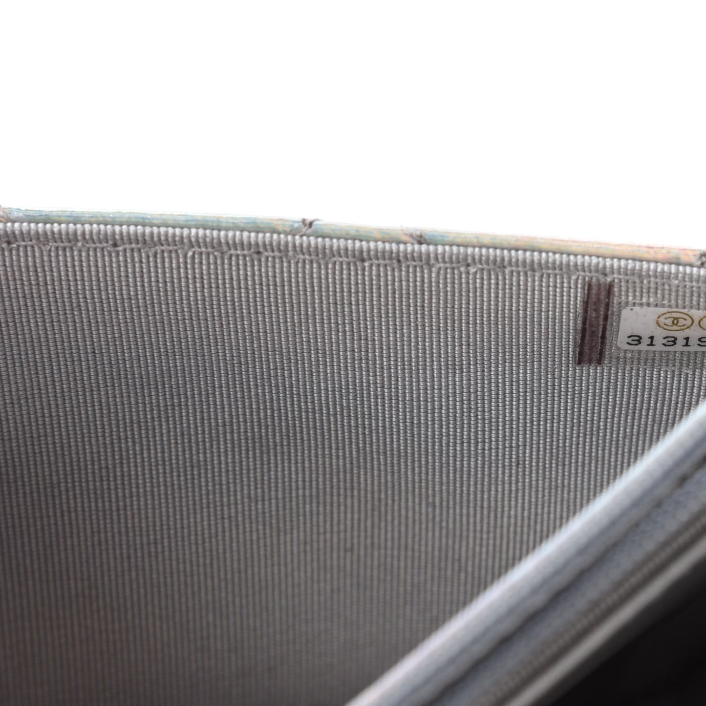 Iridescent Goatskin Quilted Wallet On Chain WOC Silver