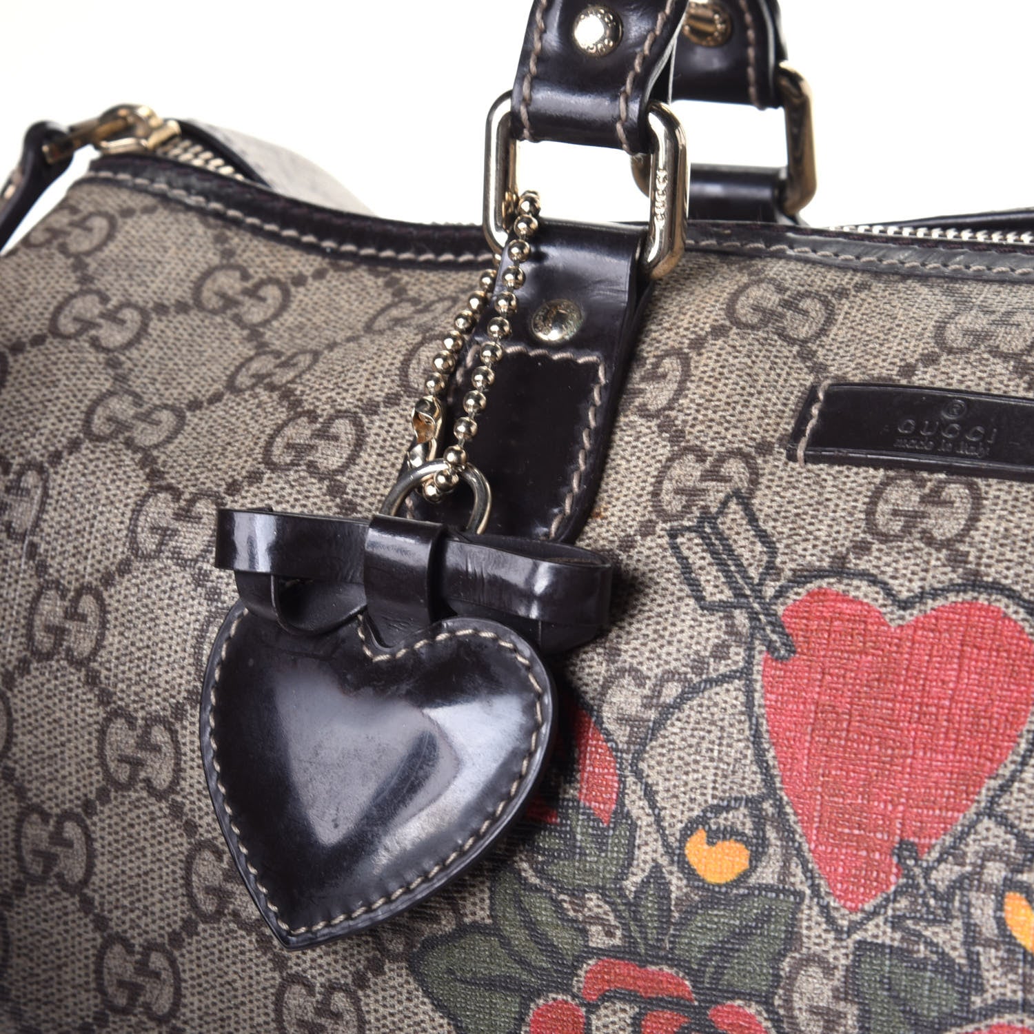 Gucci GG Plus Monogram Tattoo Heart Medium Joy Boston Dark Brown 11 of 12