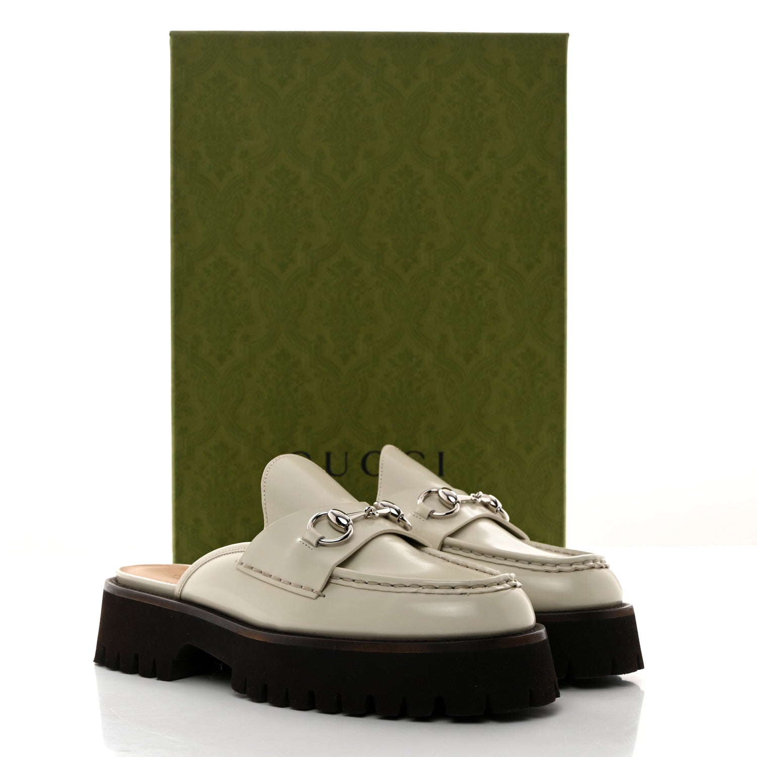 Gucci Cordovan Lux Horsebit Platform Mules 39 Mystic White 9 of 9