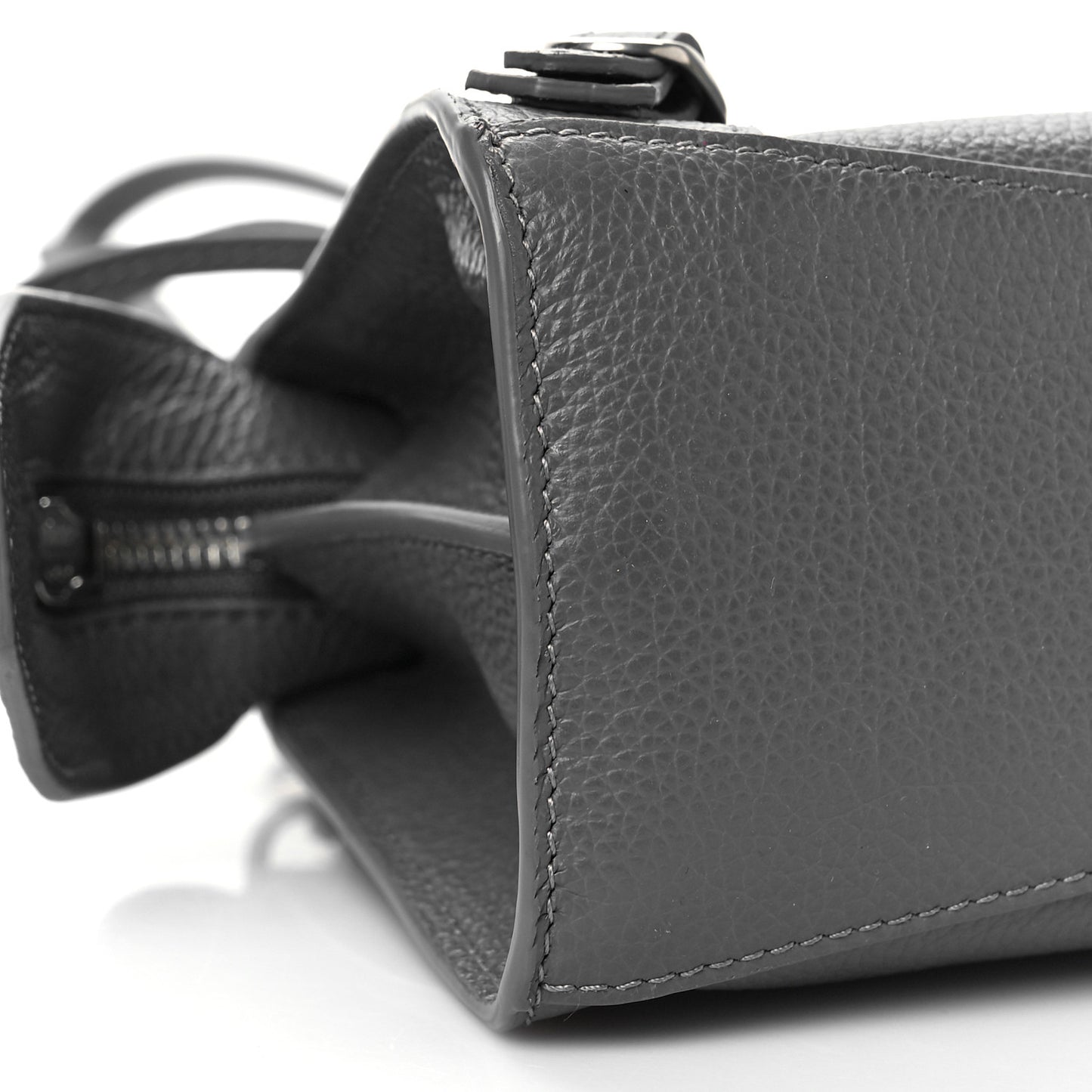 Grained Calfskin Neo Classic Silver Hardware Mini City Dark Grey