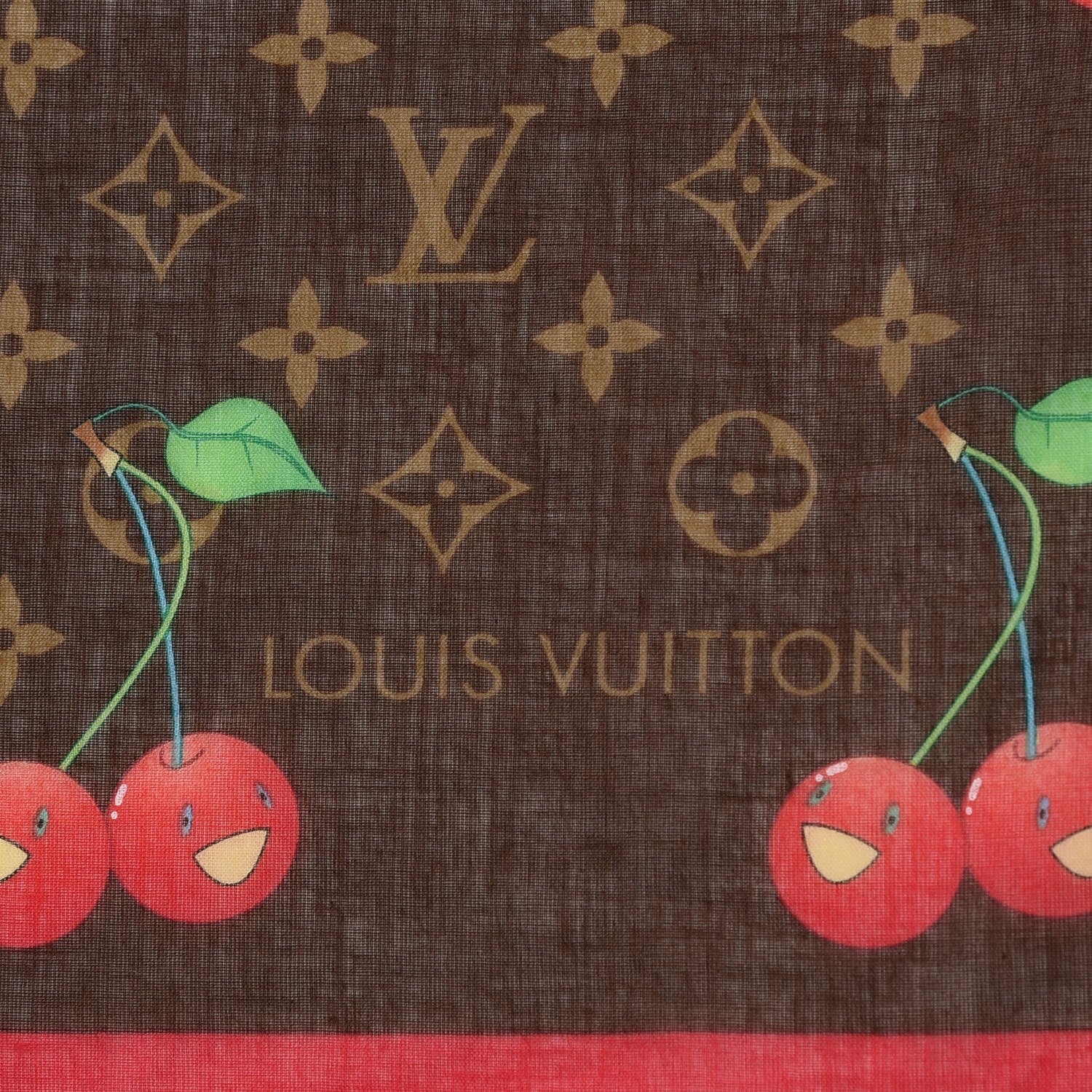 Louis Vuitton Cotton Monogram Cerises Scarf 3 of 5