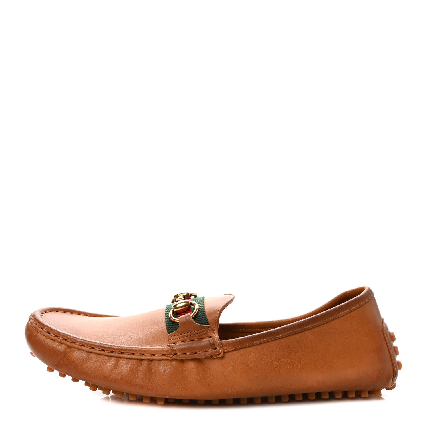 Gucci Salamanca Tamponato Calfskin Web Womens Horsebit Driver Loafers 40.5 Light Cuir 1 of 9