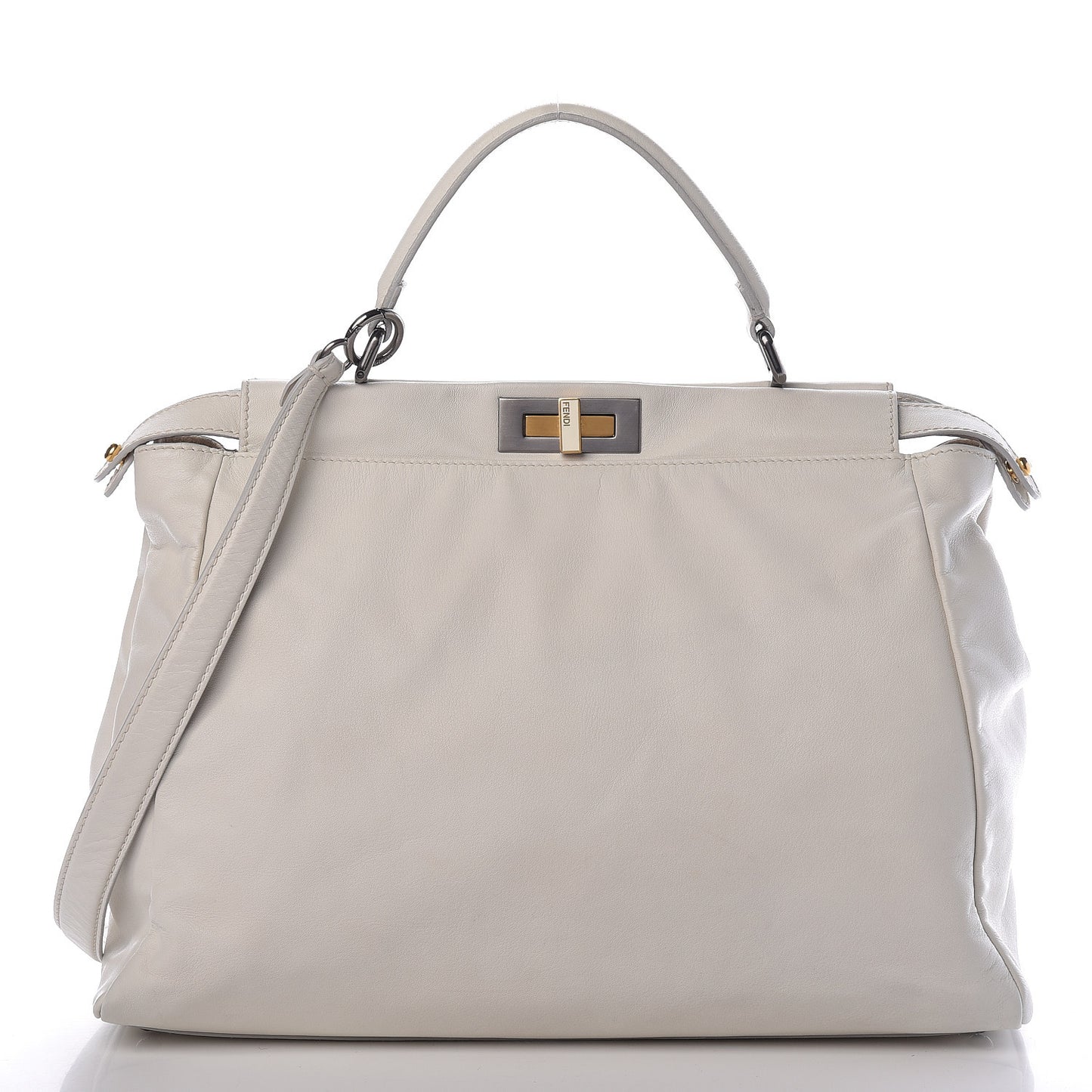 Goatskin Watersnake Large Peekaboo Iconic Satchel White