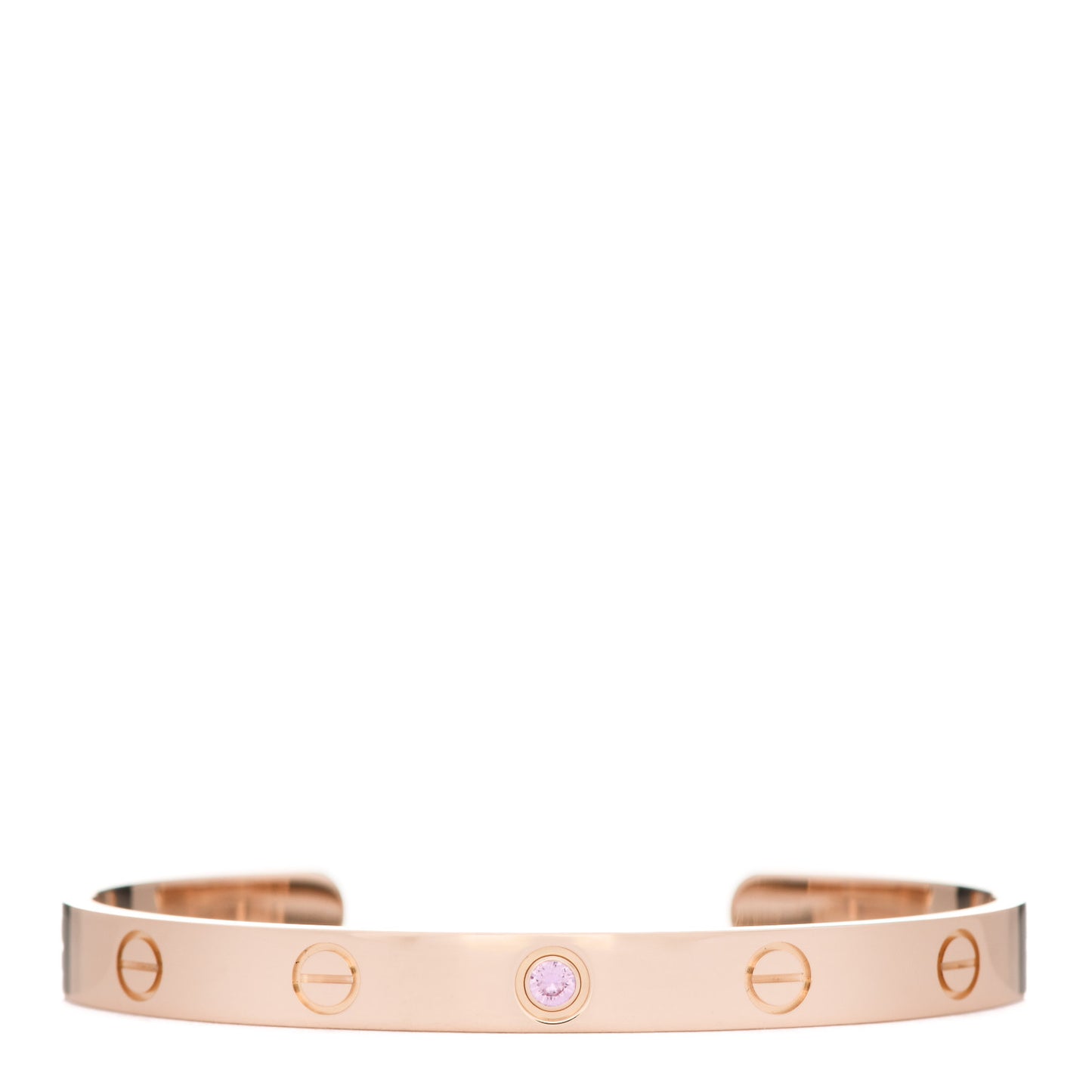 18K Pink Gold Pink Sapphire LOVE Cuff Bracelet 17
