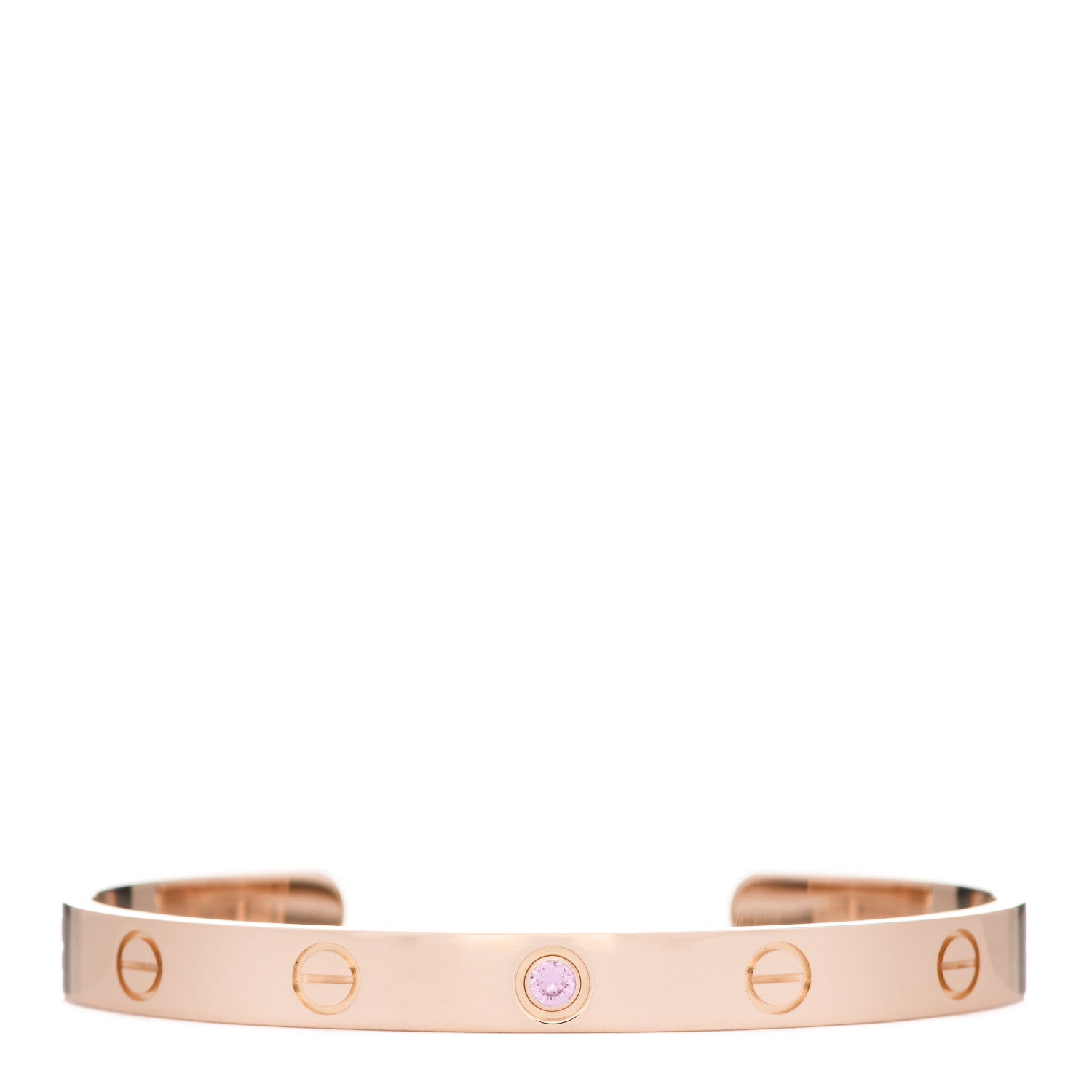Cartier 18K Pink Gold Pink Sapphire LOVE Cuff Bracelet 17 1 of 4