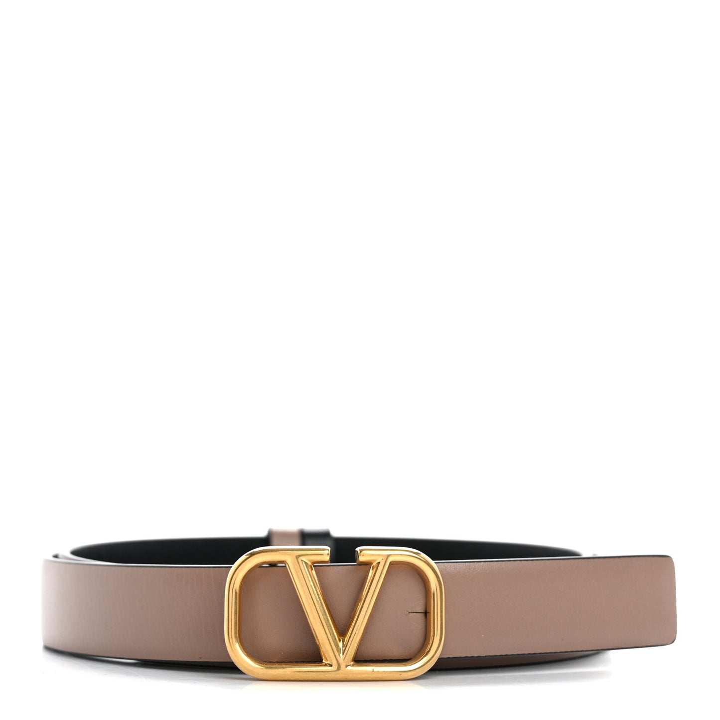 Glossy Calfskin VLogo Reversible 20mm Belt 75 30 Smokey Beige Black