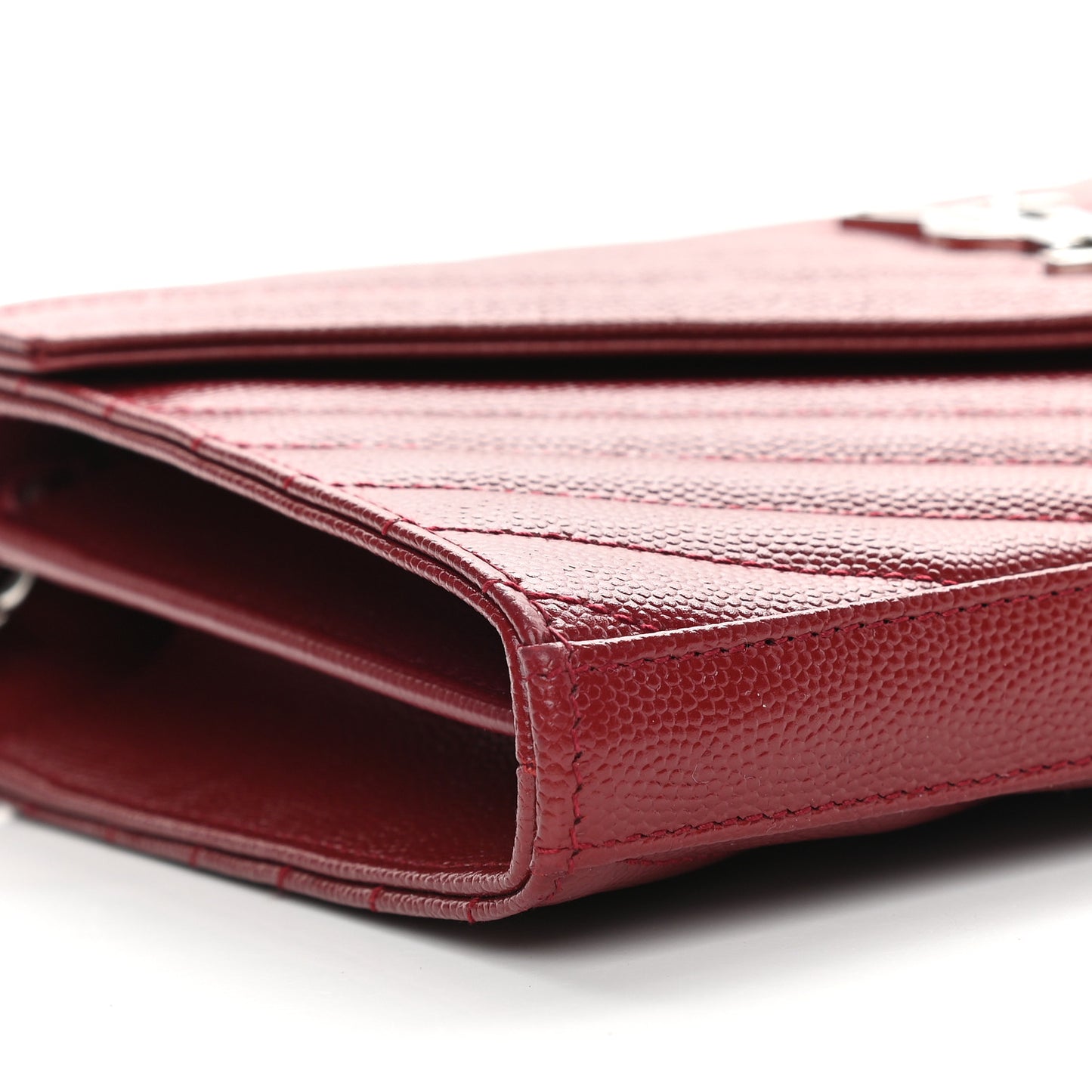 Grain De Poudre Matelasse Chevron Monogram Chain Wallet Opyum Red