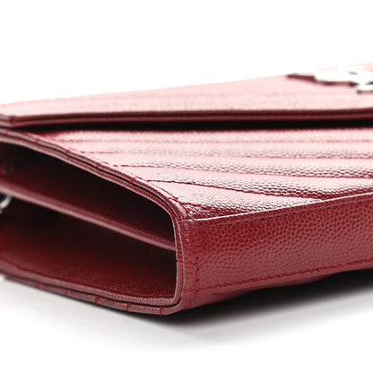 Saint Laurent Grain De Poudre Matelasse Chevron Monogram Chain Wallet Opyum Red 7 of 9