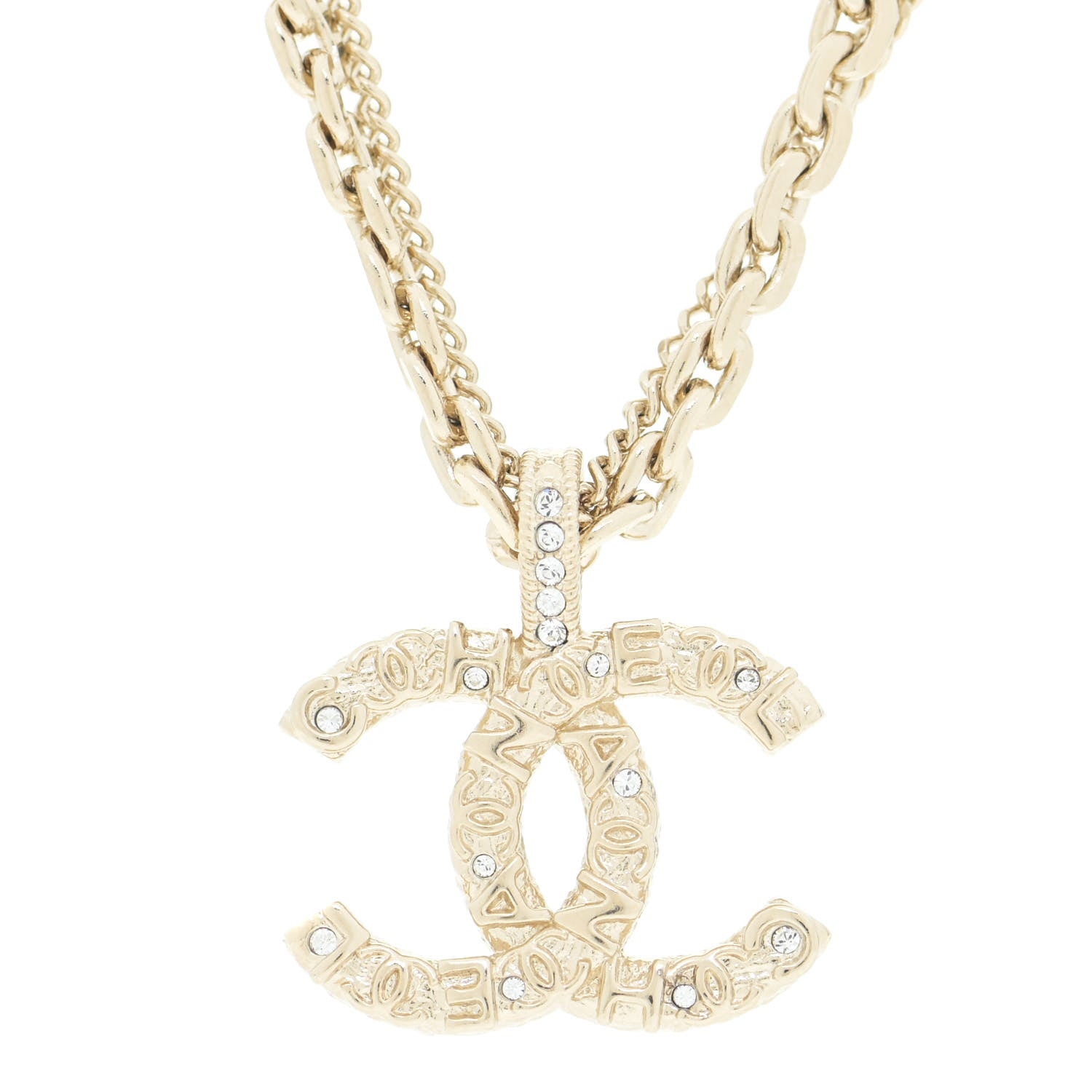 Chanel Crystal CC Multi Strand Chain Necklace Gold 7 of 14