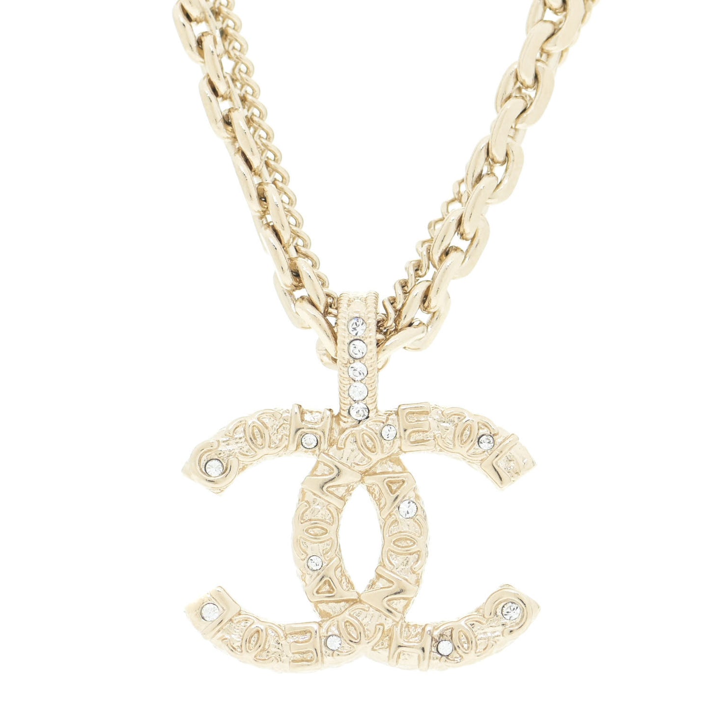 Crystal CC Multi Strand Chain Necklace Gold