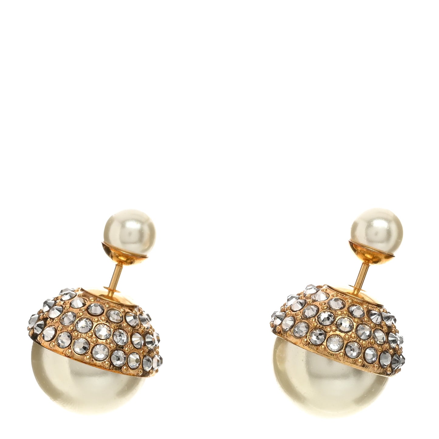 Crystal Pearl Dior Tribales Earrings Gold