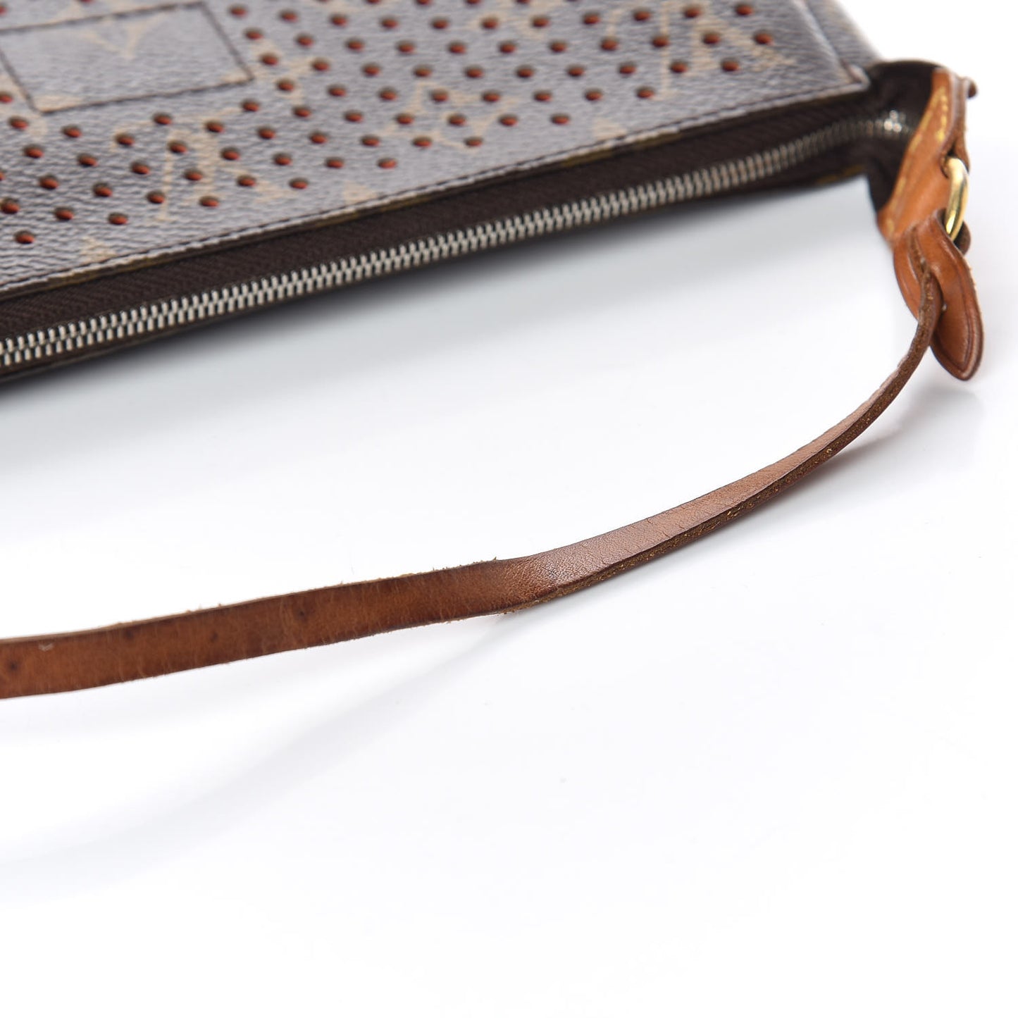 Monogram Perforated Pochette Accessories Bag Orange