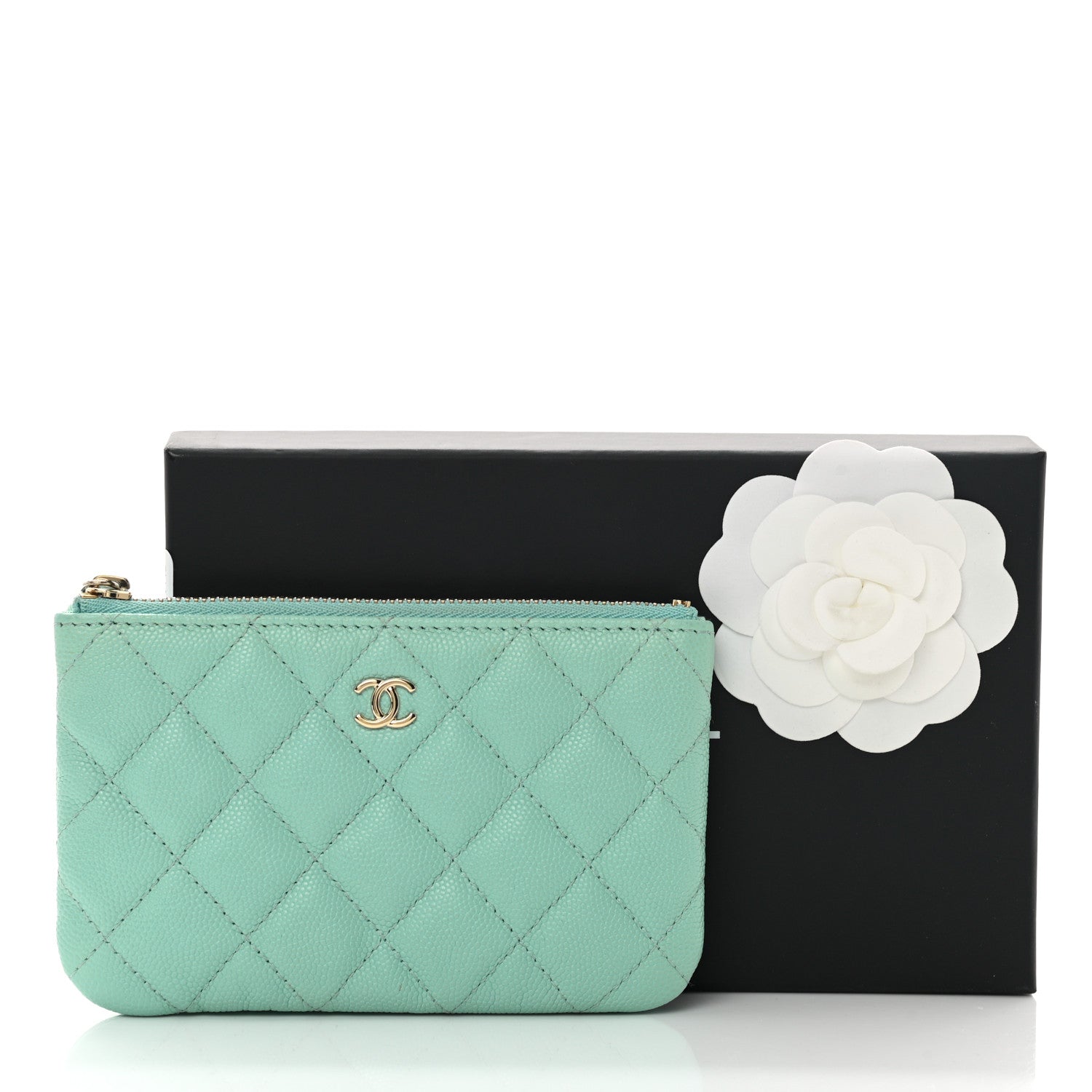 Chanel Caviar Quilted Small Cosmetic Case Light Blue 8 of 8