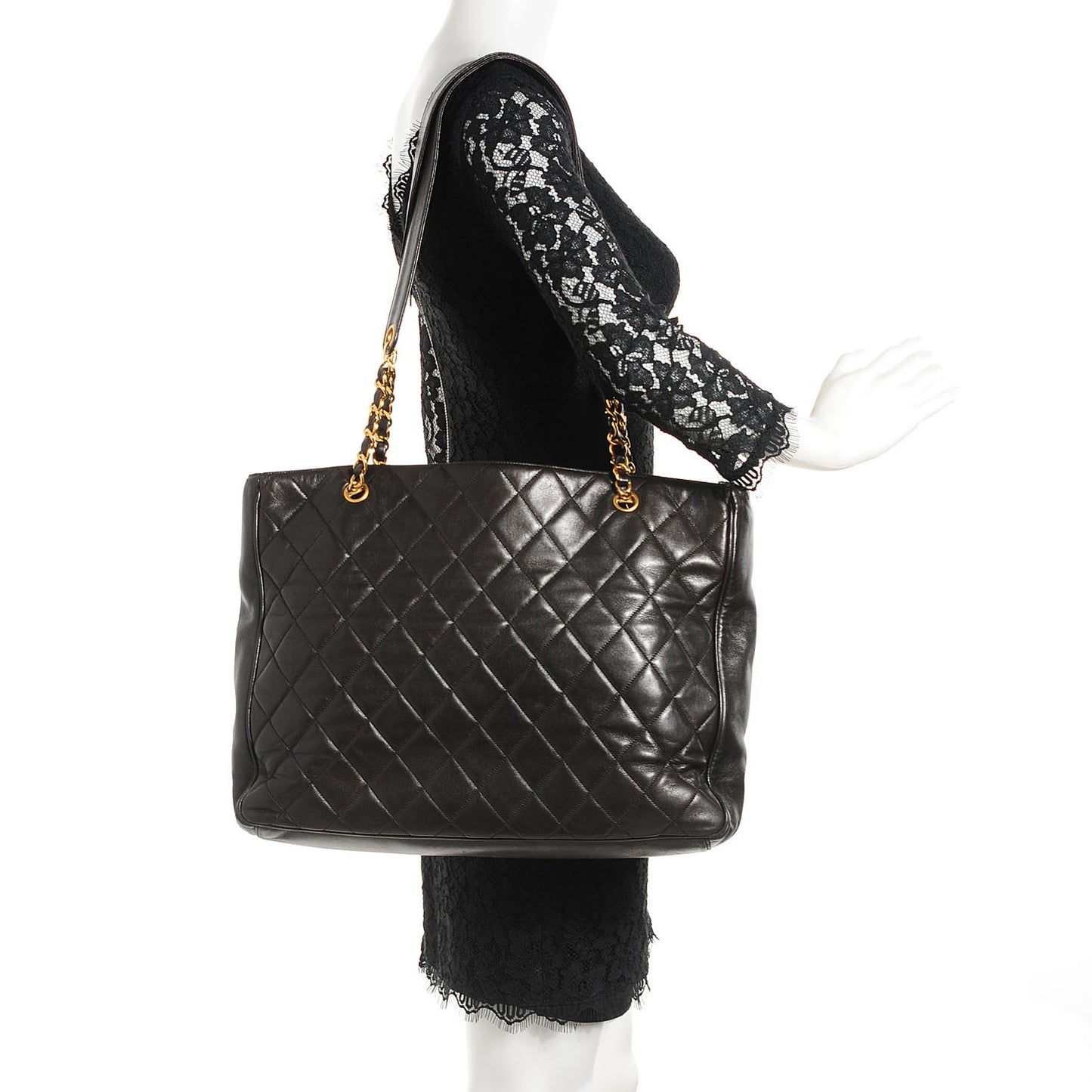 Lambskin Quilted Shoulder Bag Black