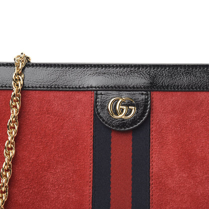 Gucci Suede Patent Web Medium Ophidia Chain Shoulder Bag Hibiscus Red Black 9 of 9