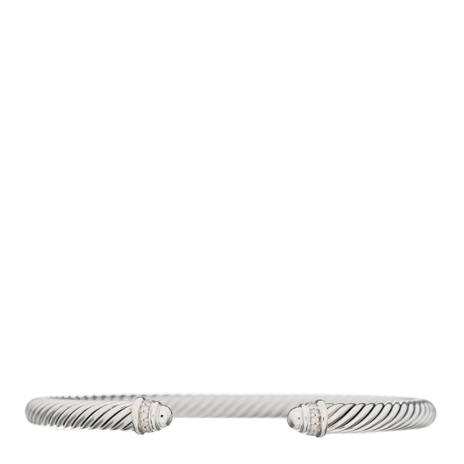 David Yurman Sterling Silver Diamond 5mm Cable Classics Dome Bracelet 1 of 3