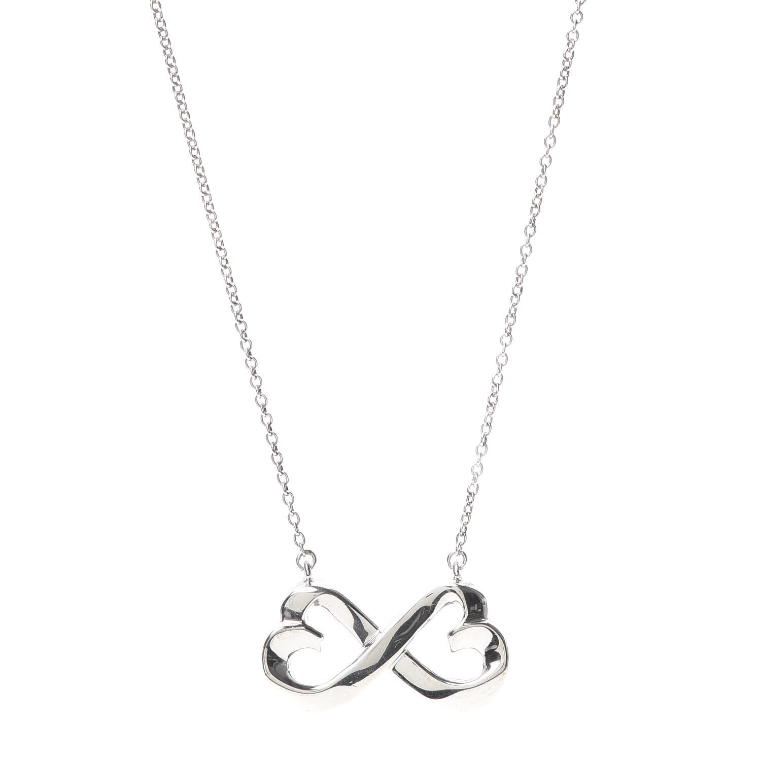 Tiffany Sterling Silver Paloma Picasso Double Loving Heart Pendant Necklace 1 of 5