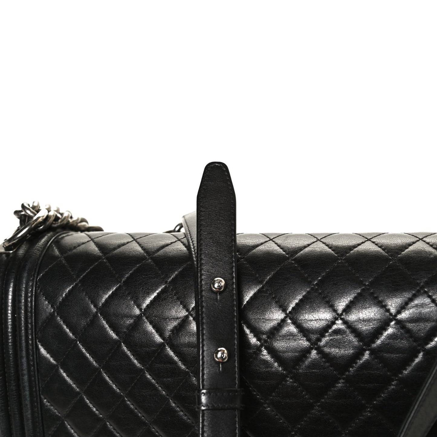Lambskin Quilted Large Boy Flap Black