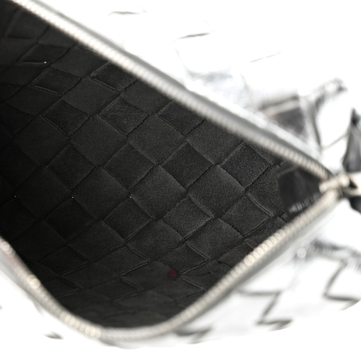Metallic Nappa Intrecciato Mini Looping Crossbody Silver