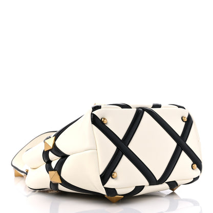 Valentino Garavani Nappa Small Roman Stud The Handle Bag Ivory Black 4 of 8
