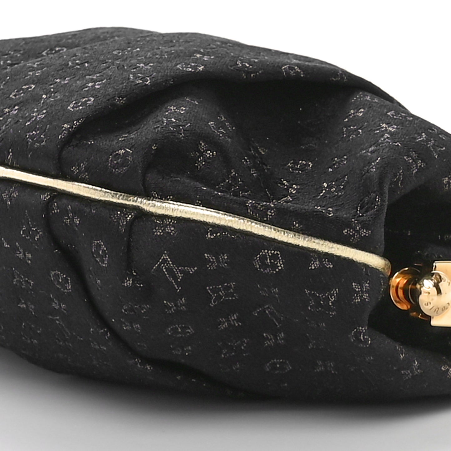 Satin Monogram Aumoniere Clutch Black