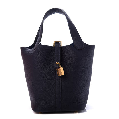 Hermes Taurillon Clemence Picotin Lock 18 PM Bleu Nuit 1 of 8