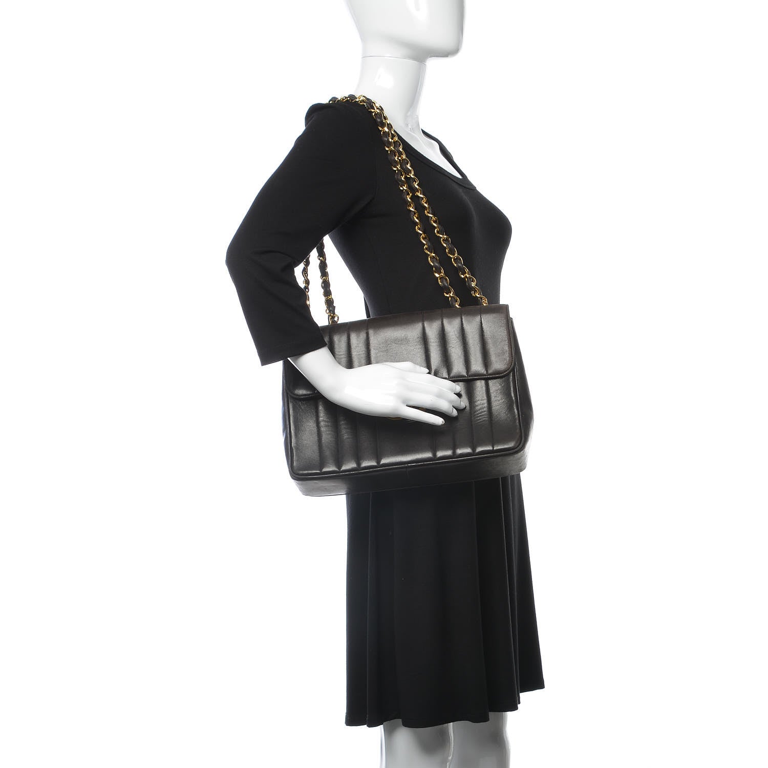 Chanel Lambskin Vertical Quilt Jumbo Single Flap Black 3 of 15