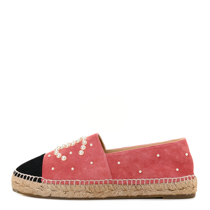 Chanel Suede Pearl CC Espadrilles 39 Pink 1 of 7