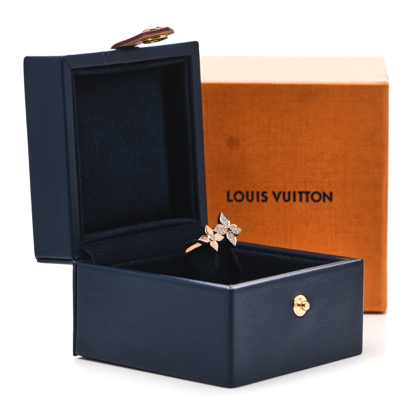 18K Pink Gold Diamond Star Blossom Ring 54 7