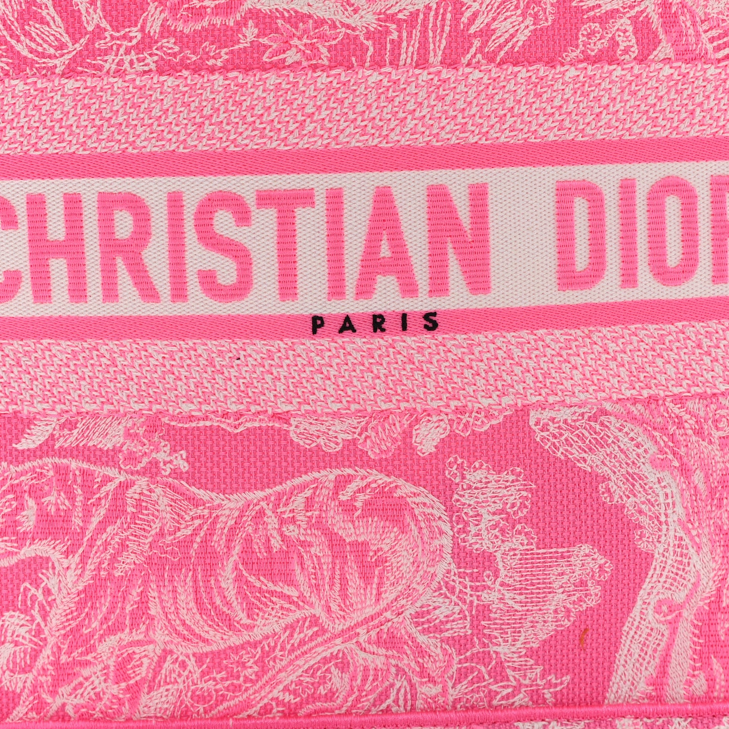 Canvas Embroidered Medium Dioriviera Toile De Jouy Book Tote Fluorescent Pink