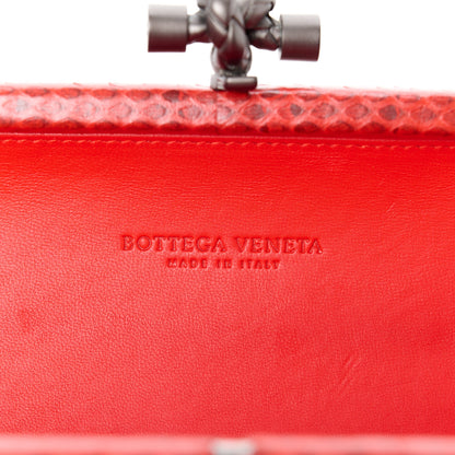 Bottega Veneta Snakeskin Intrecciato Stretch Knot Clutch Red 6 of 13