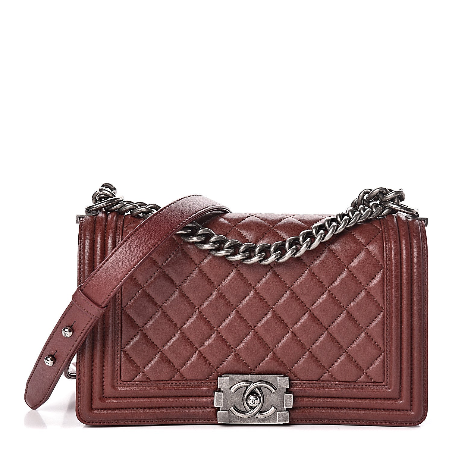 Chanel Lambskin Quilted Medium Boy Flap Burgundy 1 of 13