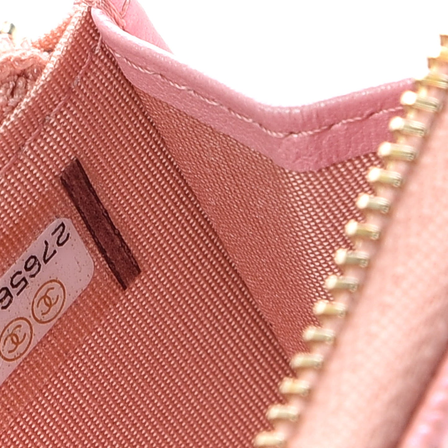 Iridescent Caviar Quilted Medium Zip Around Wallet Pink