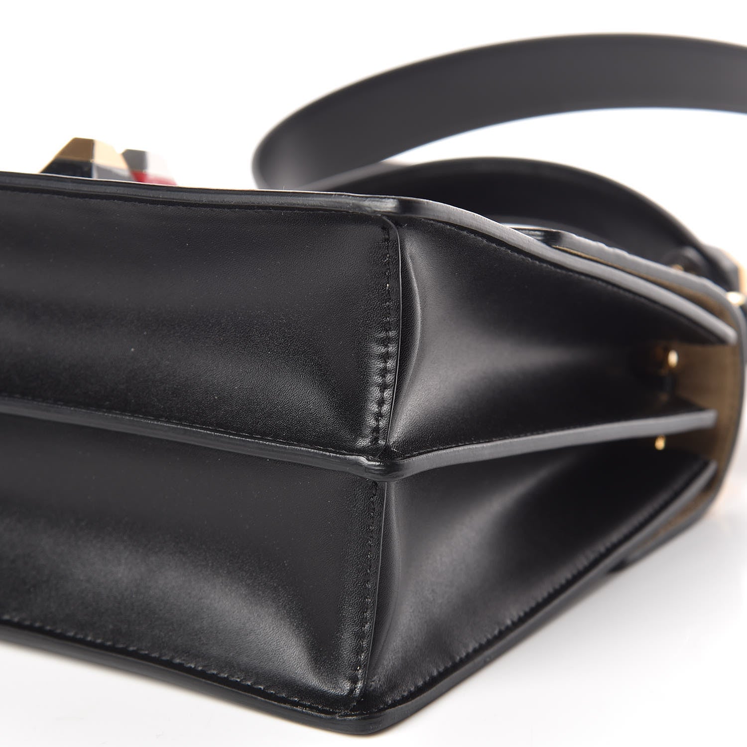 Fendi Vitello Liberty Bi-Color FF 1974 Embossed Kan I Shoulder Bag Black Maya 6 of 9
