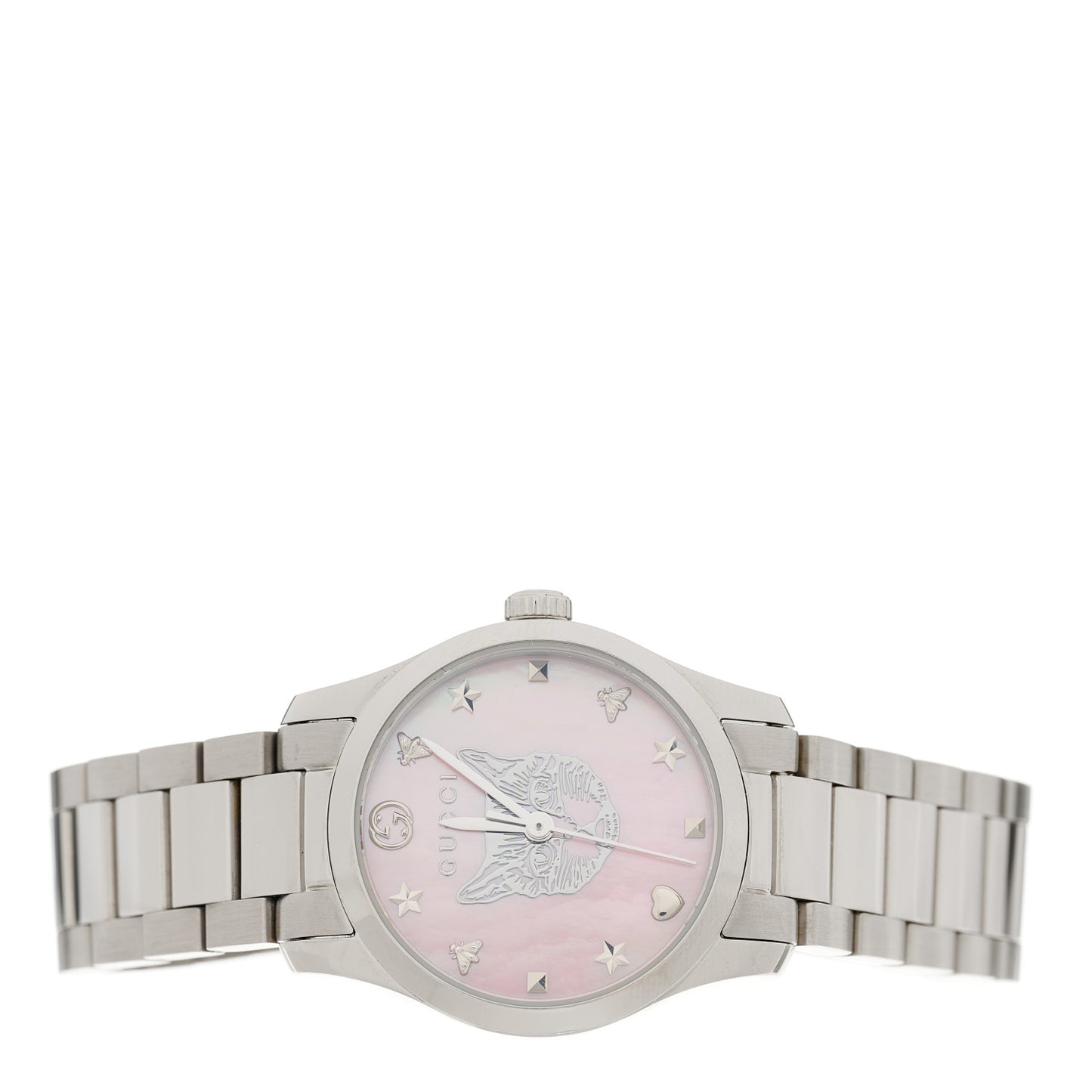 Stainless Steel Pink Mother of Pearl 27mm G-Timeless Cat Quartz Watch