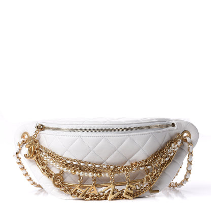 Chanel Lambskin Quilted All About Chains Waist Belt Bag White 1 of 8