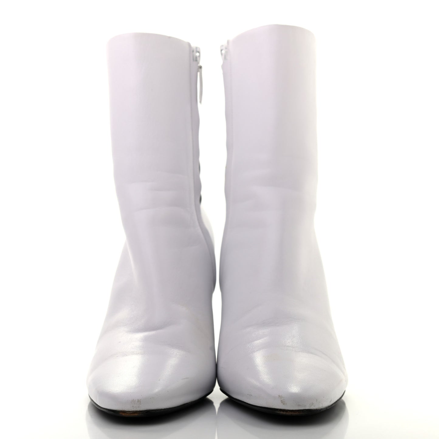 Shiny Sheepskin 20mm Oval Booties 37 White Black