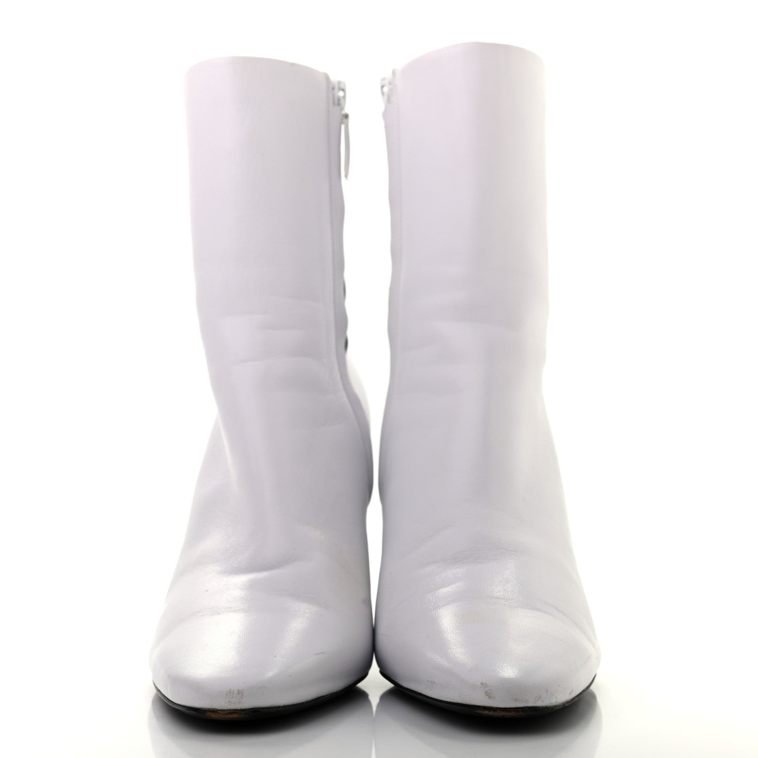 Balenciaga Shiny Sheepskin 20mm Oval Booties 37 White Black 2 of 11