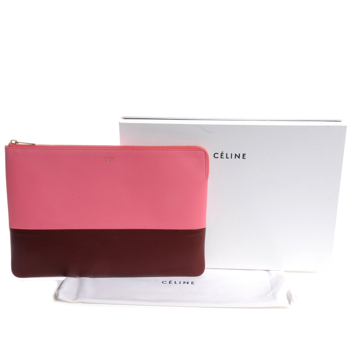 Lambskin Bi-Color Solo Clutch Rust