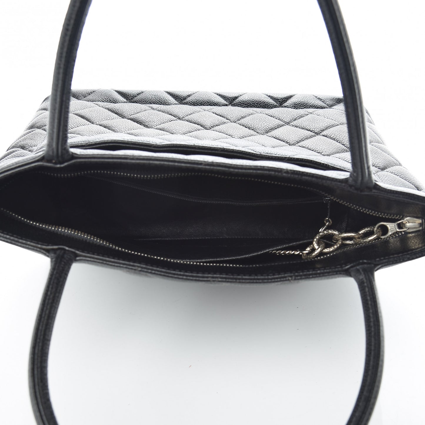 Caviar Quilted Medallion Tote Black