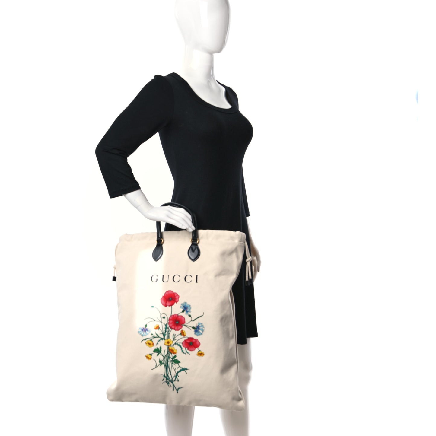 Canvas Chateau Marmont Drawstring Tote Beige