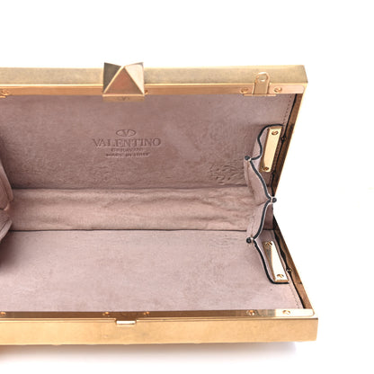 Valentino Garavani Metallic Plexiglass Rockstud Rolling Minaudiere Clutch Gold 4 of 7